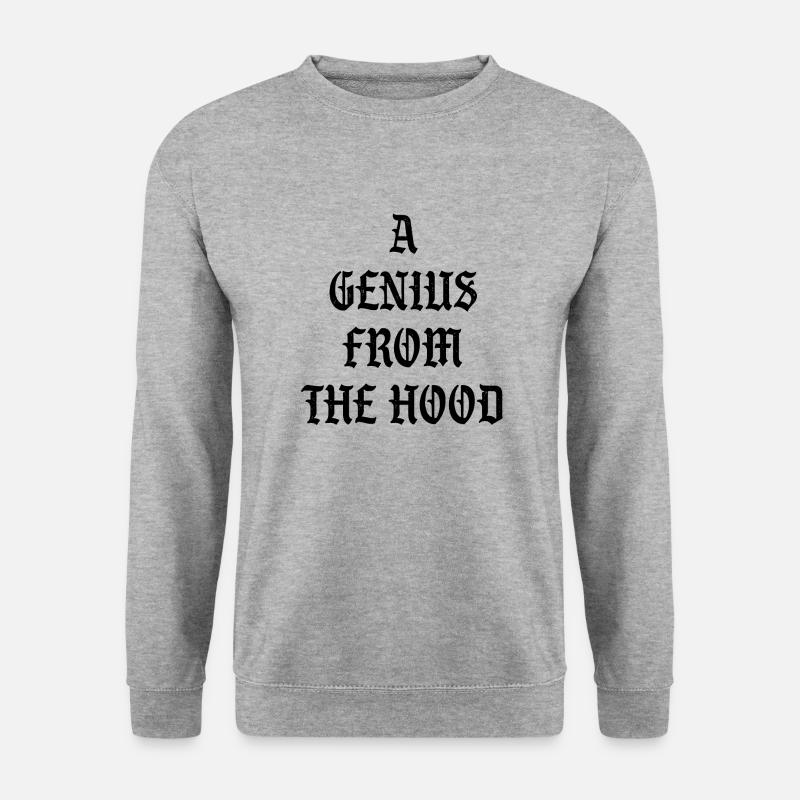 A Genius from the Hood - Unisex Pullover - Weißgrau meliert