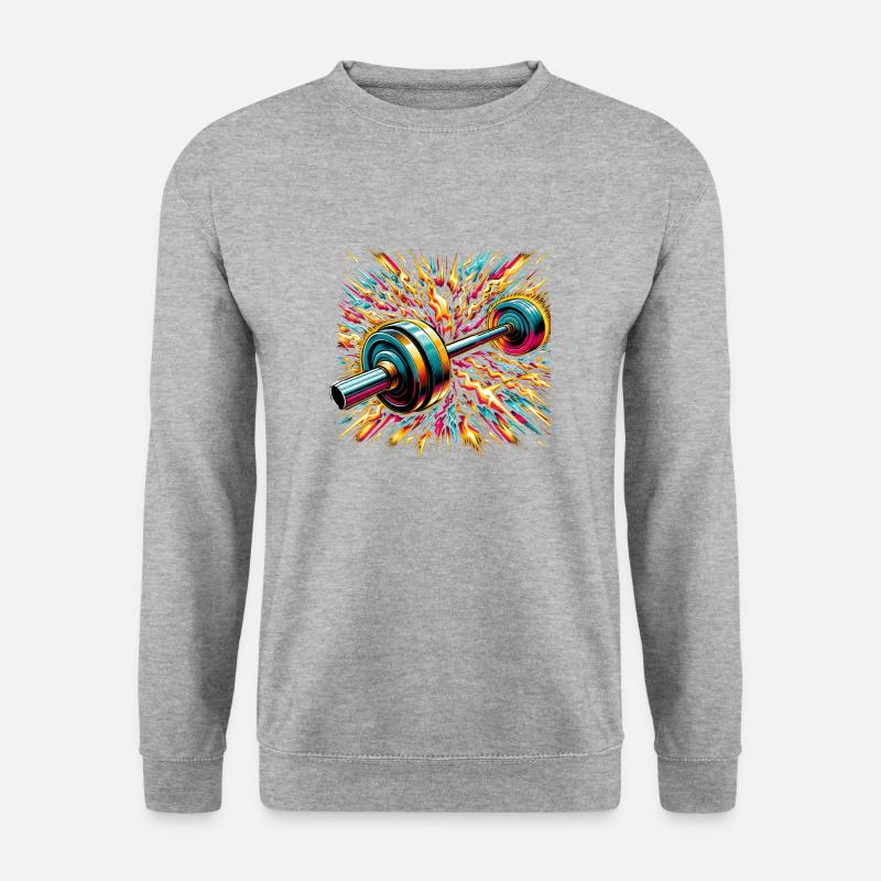 Energetische Hantelscheiben: Explosive Fitness - Unisex Pullover - Weißgrau meliert