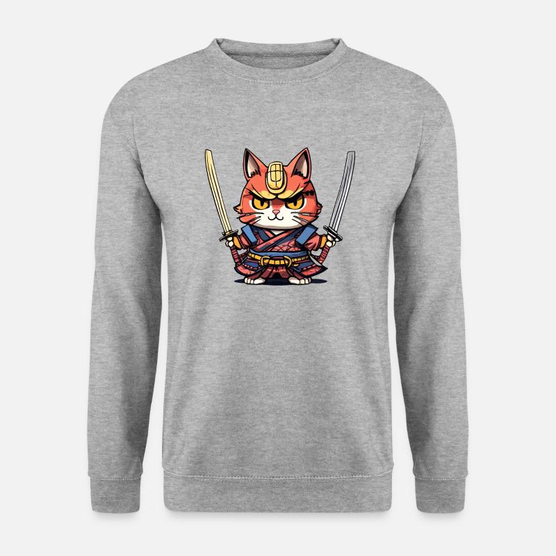 Samurai Cat #41 - Unisex Sweatshirt - salt & pepper