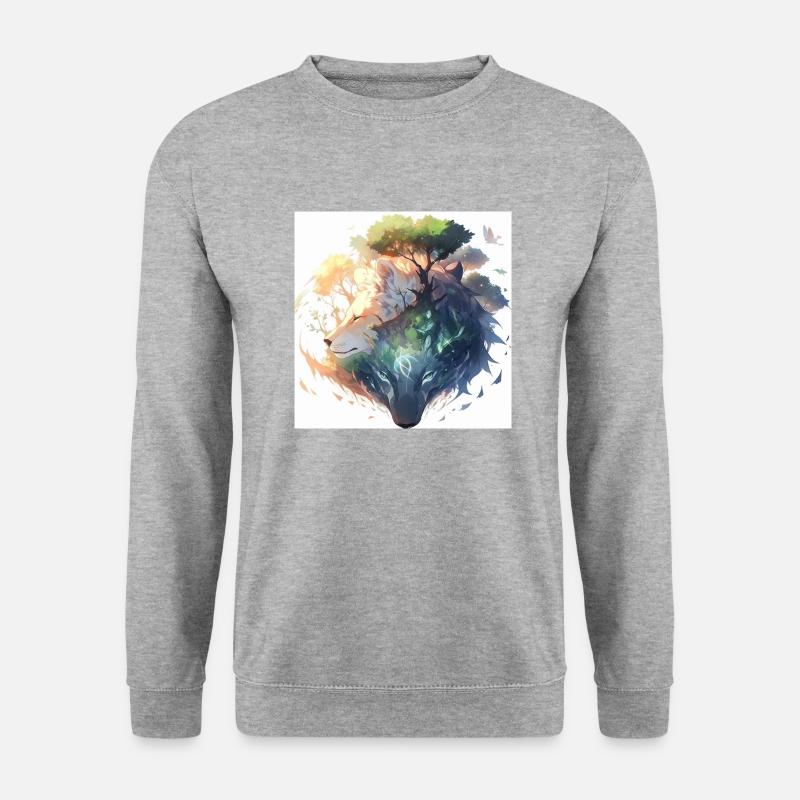 Wölfe - Unisex Pullover - Weißgrau meliert