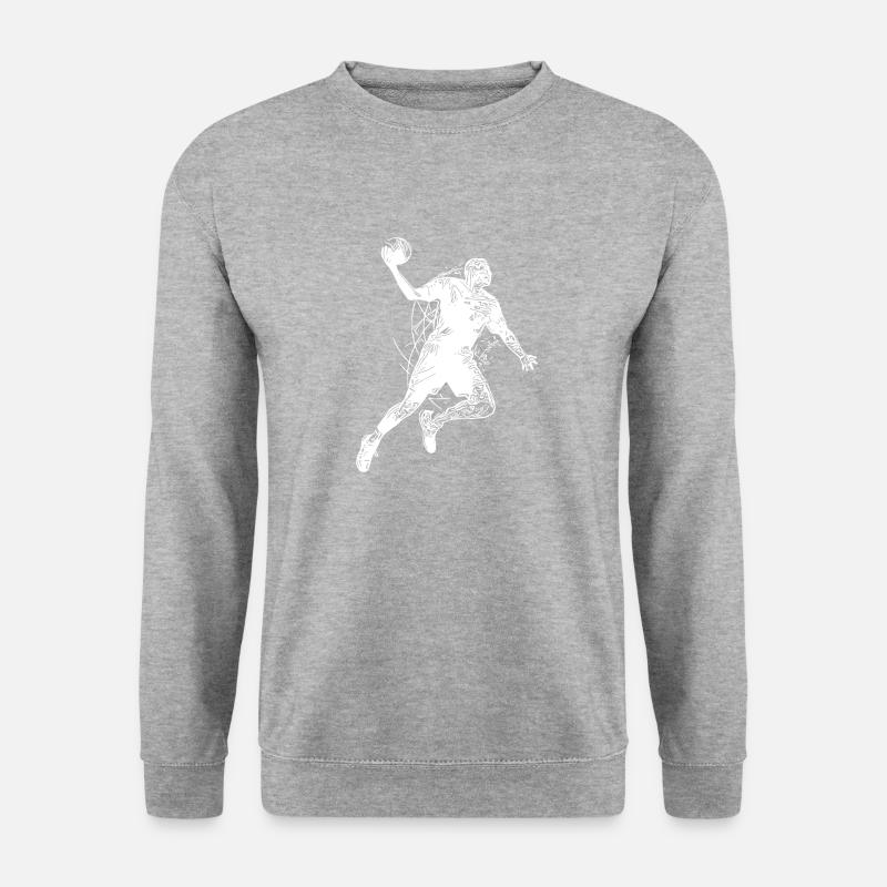 Hobby Handball Spieler im Wurf Training - Unisex Pullover - Weißgrau meliert