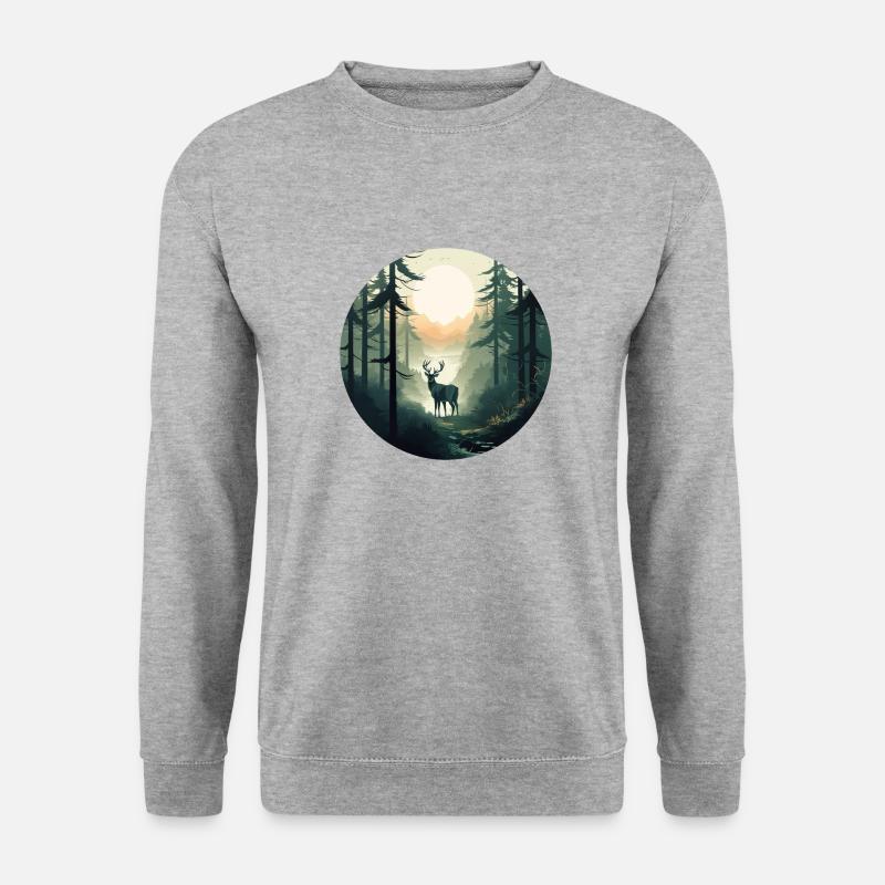 Morgendlicher Wald - Unisex Pullover - Weißgrau meliert