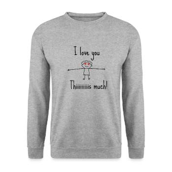 I Love you this much- Valentine's Day gift idea - Unisex Sweatshirt - salt & pepper - Front - Alina (178cm) & Michal (187cm)