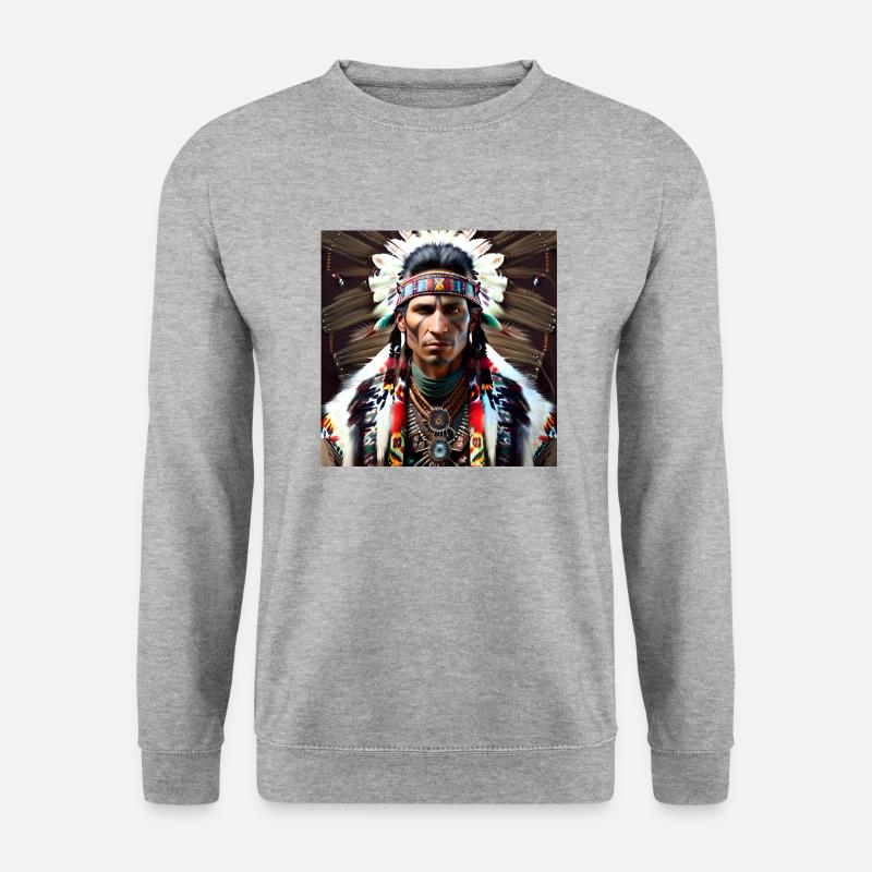 Häuptling des Indianerstammes - Unisex Pullover - Weißgrau meliert