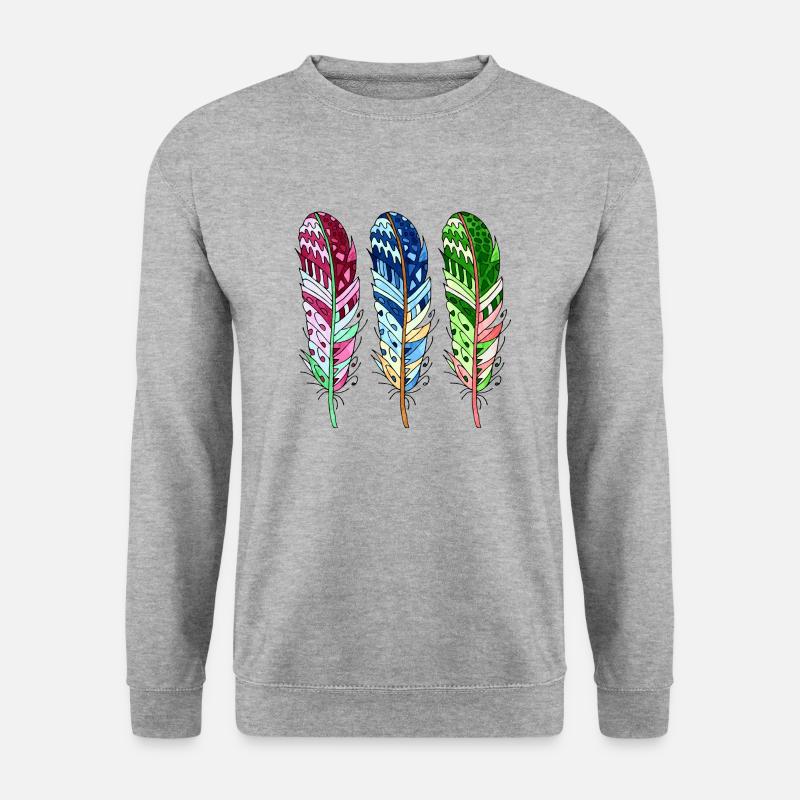 Feder - Unisex Pullover - Weißgrau meliert