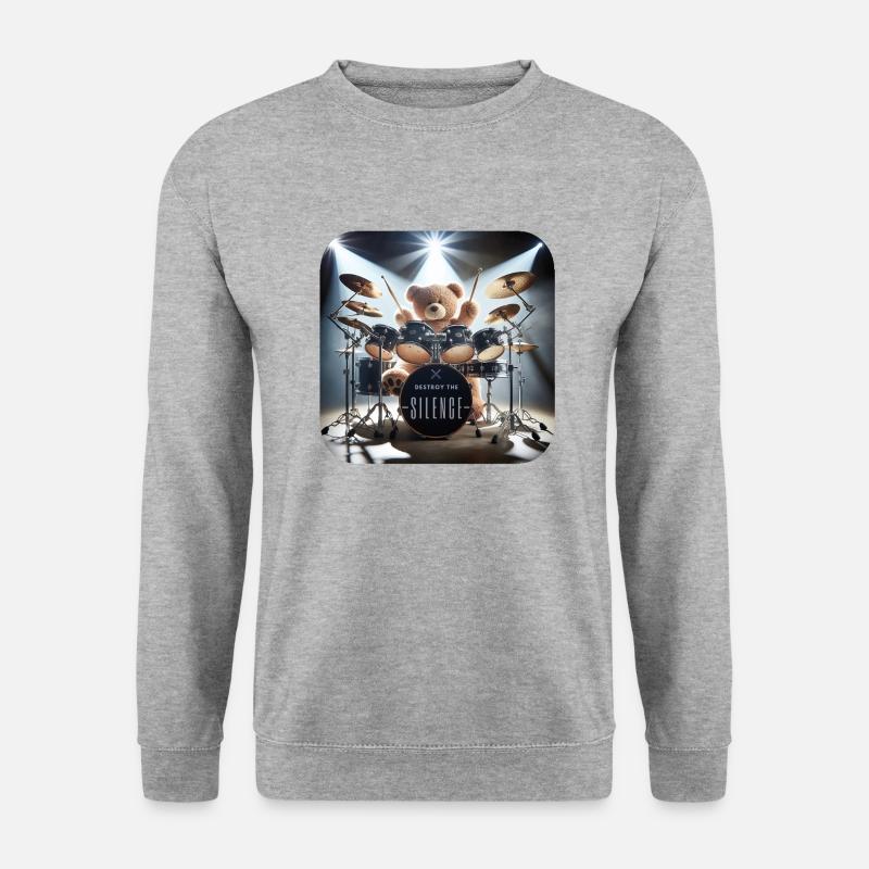 Teddy Drum - Unisex Pullover - Weißgrau meliert