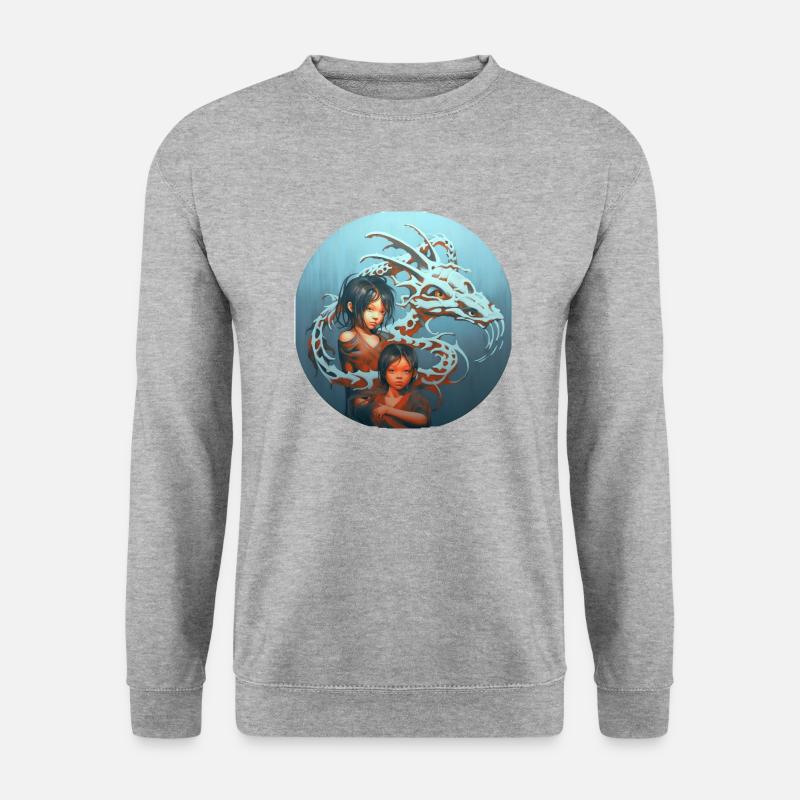 Kinder des Drachen - Unisex Pullover - Weißgrau meliert