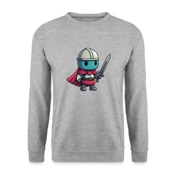 Tapferer Ritter im Comicstil für Kinder - Unisex Pullover - Weißgrau meliert - Vorne - Alina (178cm) & Michal (187cm)