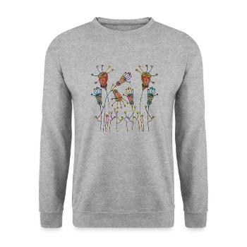 Flowers - Unisex Sweatshirt - salt & pepper - Front - Alina (178cm) & Michal (187cm)