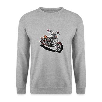 Biker / Motorrad Fahrer / Biker / Zweirad / Cross - Unisex Pullover - Weißgrau meliert - Vorne - Alina (178cm) & Michal (187cm)