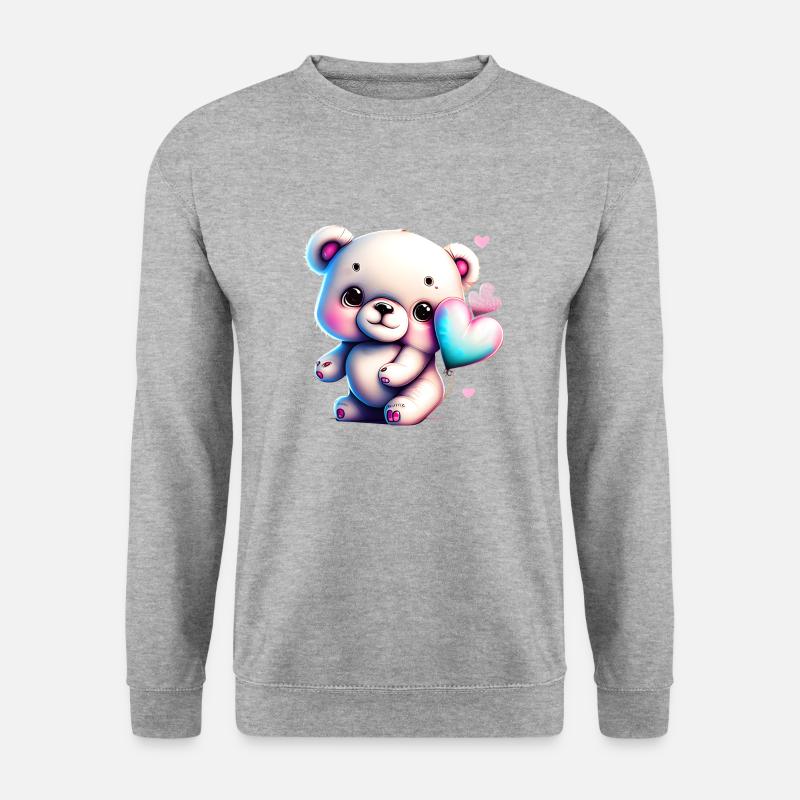 Kleiner Liebesbär - Unisex Pullover - Weißgrau meliert