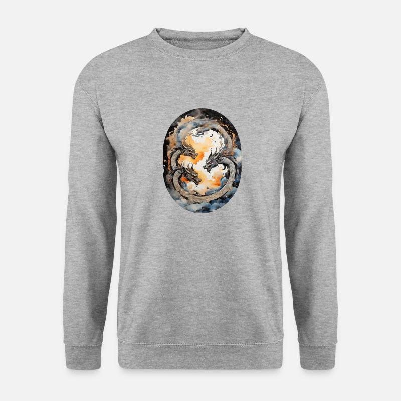 Japanische Drachen - Unisex Pullover - Weißgrau meliert