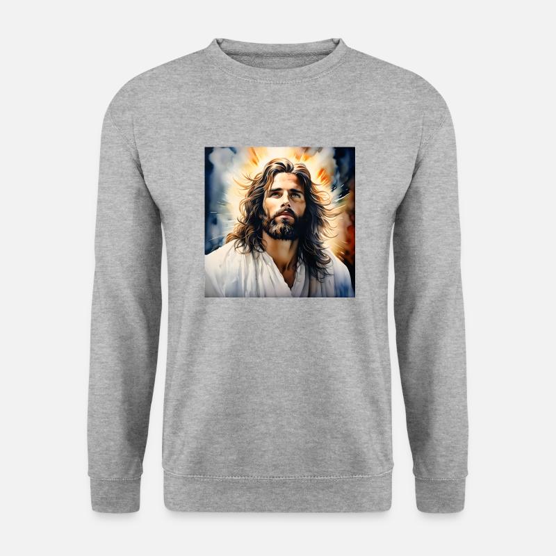 Jesus - Unisex Pullover - Weißgrau meliert