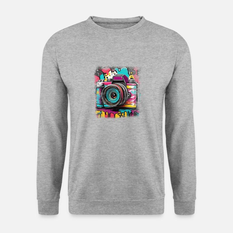 Spiegelreflex Kamera Fotograf - Unisex Pullover - Weißgrau meliert