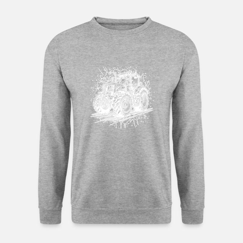 Traktor Splash Design mit Feld Schlepper - Unisex Pullover - Weißgrau meliert