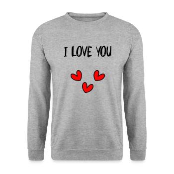 PAAR. ICH HABE GERADE GEHEIRATET. Junggesellinnenabschied. VALENTINSTAG. MARIES - Unisex Pullover - Weißgrau meliert - Vorne - Alina (178cm) & Michal (187cm)