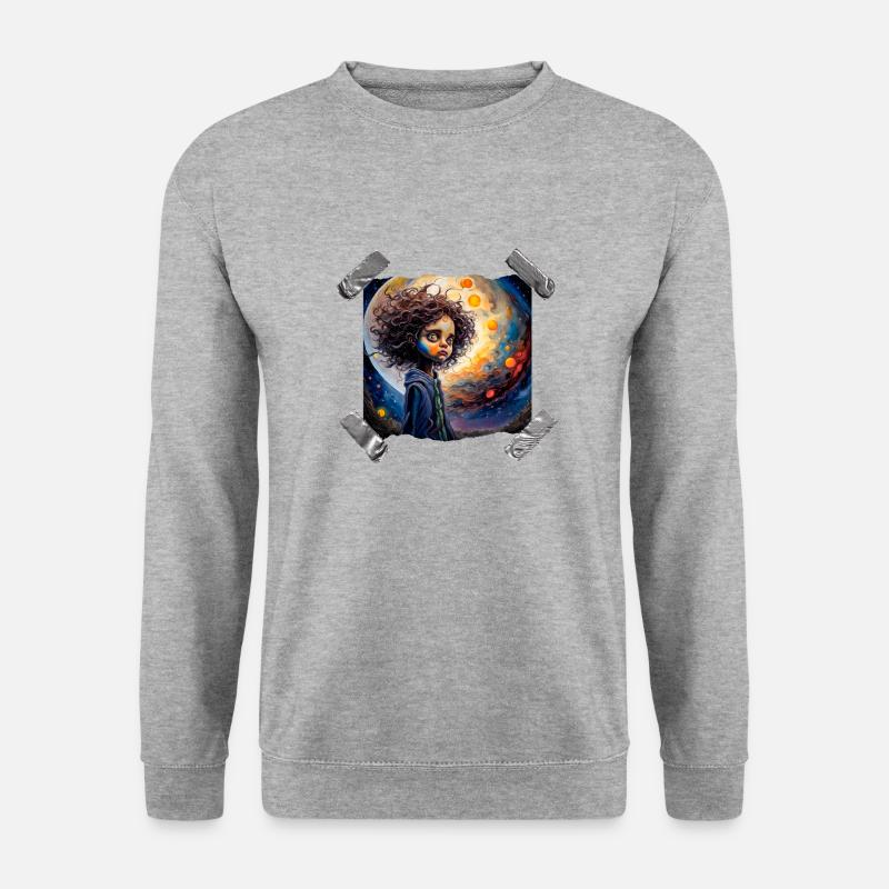 Moon Girl - Unisex Pullover - Weißgrau meliert