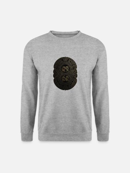 Maya Schwarz-Gold-Monogramm - Unisex Pullover - Weißgrau meliert
