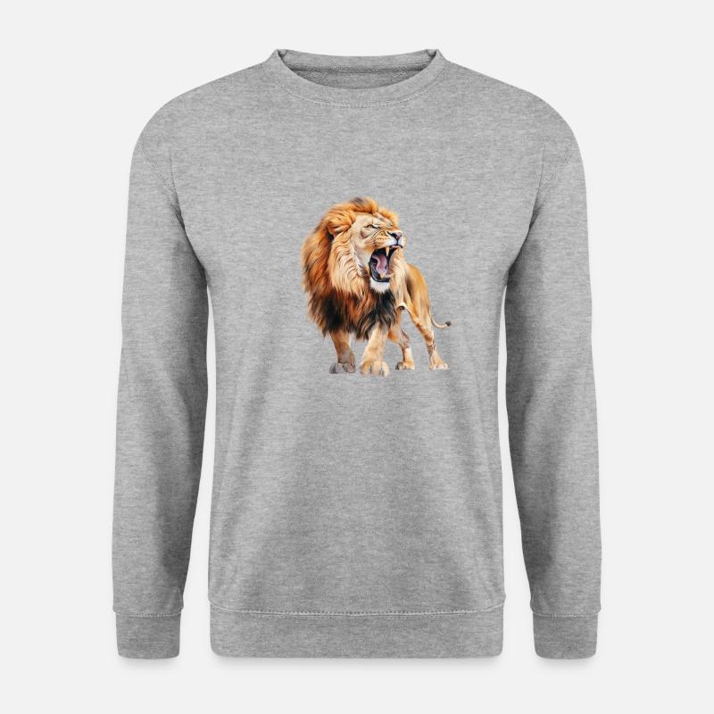 Brüllender Löwe - Unisex Pullover - Weißgrau meliert