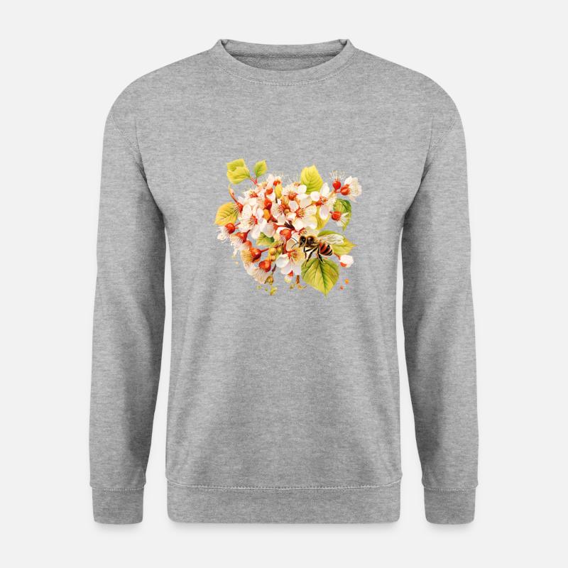 Blüten und Summen - Unisex Pullover - Weißgrau meliert
