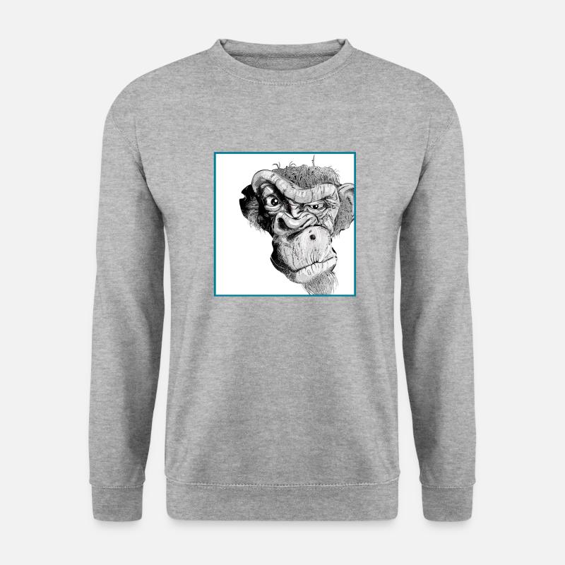 Affe - Unisex Pullover - Weißgrau meliert