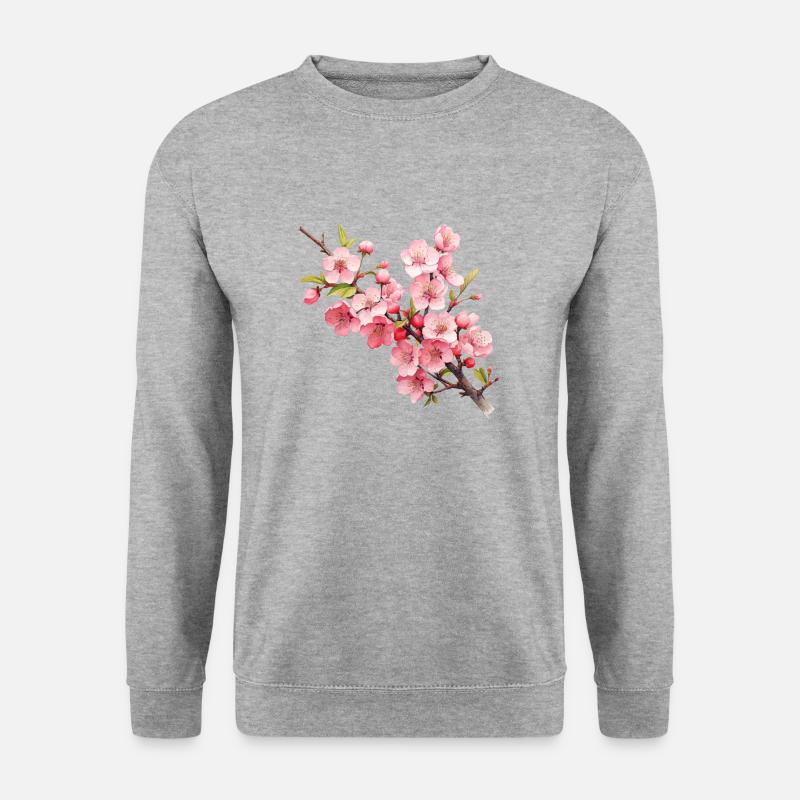 Kirschblüte - Unisex Pullover - Weißgrau meliert