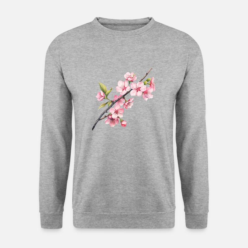 Sakura-Frühling - Unisex Pullover - Weißgrau meliert