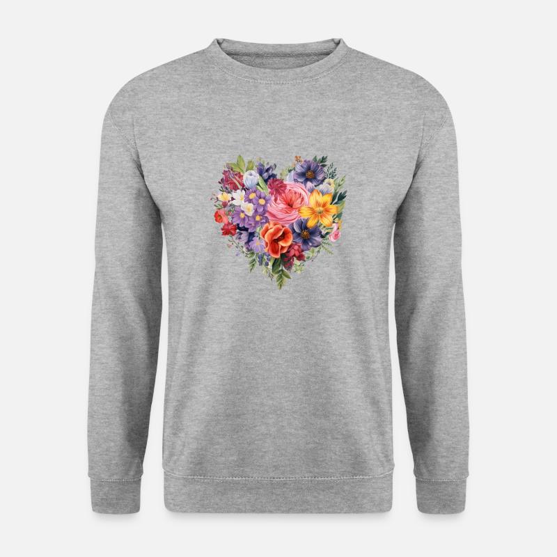 Frühlingsblüte Liebe - Unisex Pullover - Weißgrau meliert
