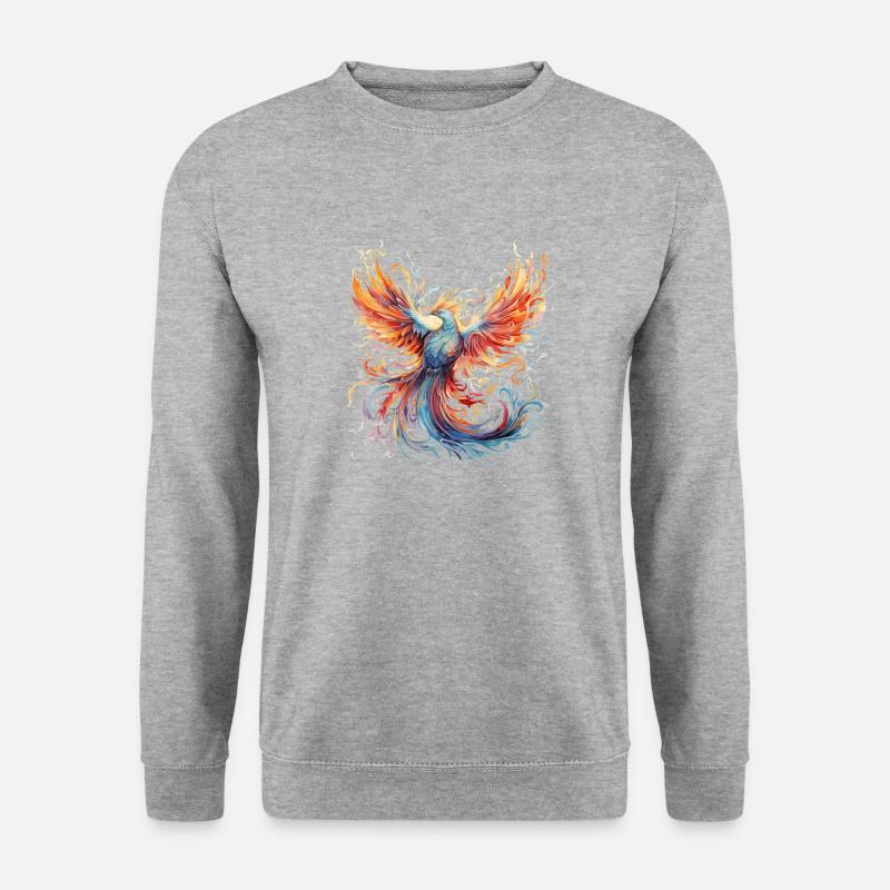 Mythischer Phönix - Unisex Pullover - Weißgrau meliert