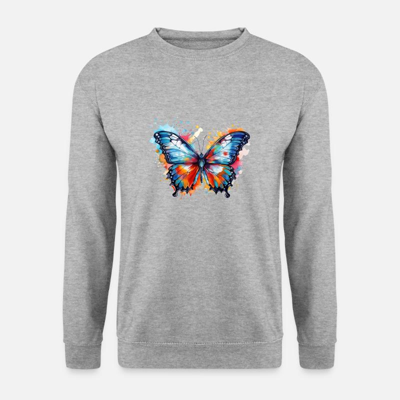 Regenbogen-Schmetterling - Unisex Pullover - Weißgrau meliert