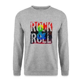 Musik, Retro, Heavy Metal, Hard Rock, Punk, Vinyl, Pop - Unisex Pullover - Weißgrau meliert - Vorne - Alina (178cm) & Michal (187cm)