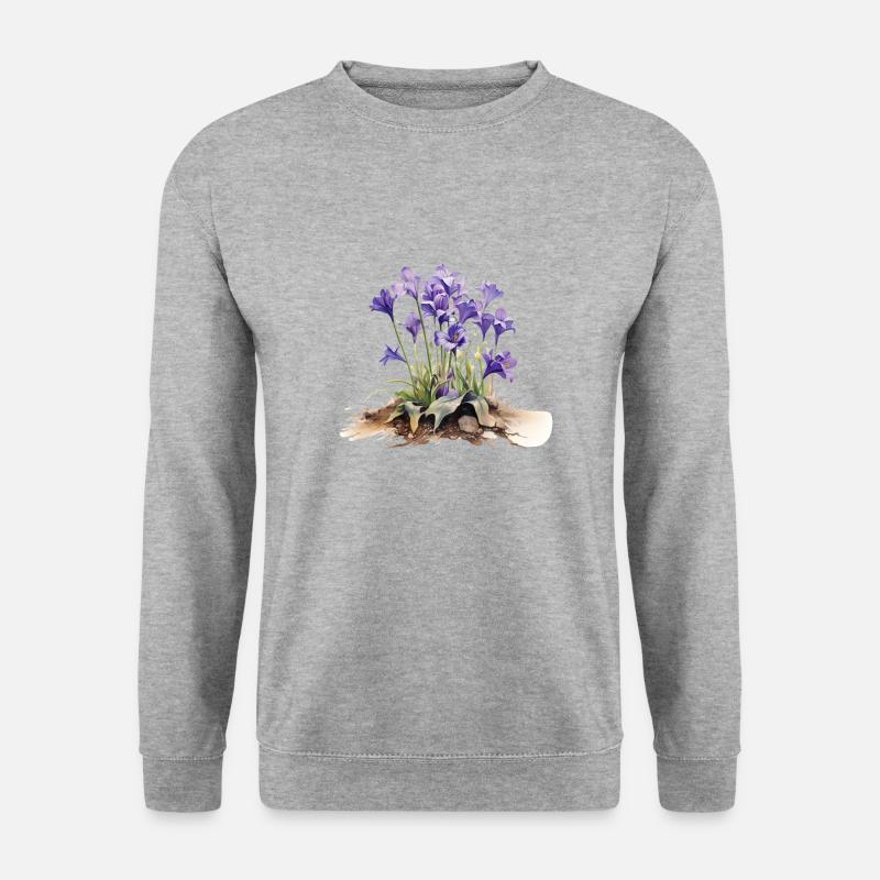 Violetter Strauß - Unisex Pullover - Weißgrau meliert