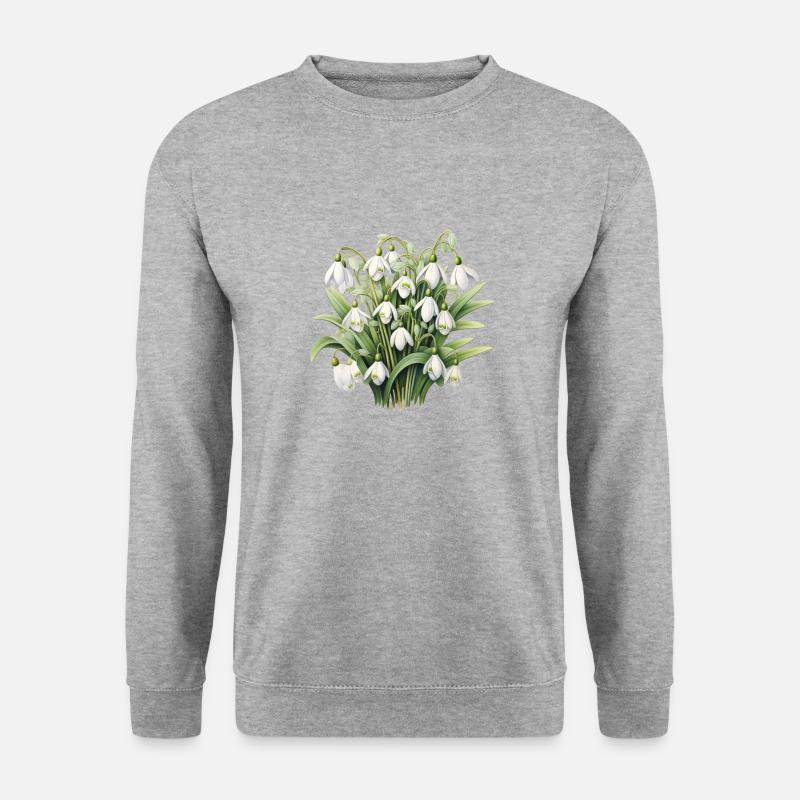 Schneeglöckchen-Strauß - Unisex Pullover - Weißgrau meliert