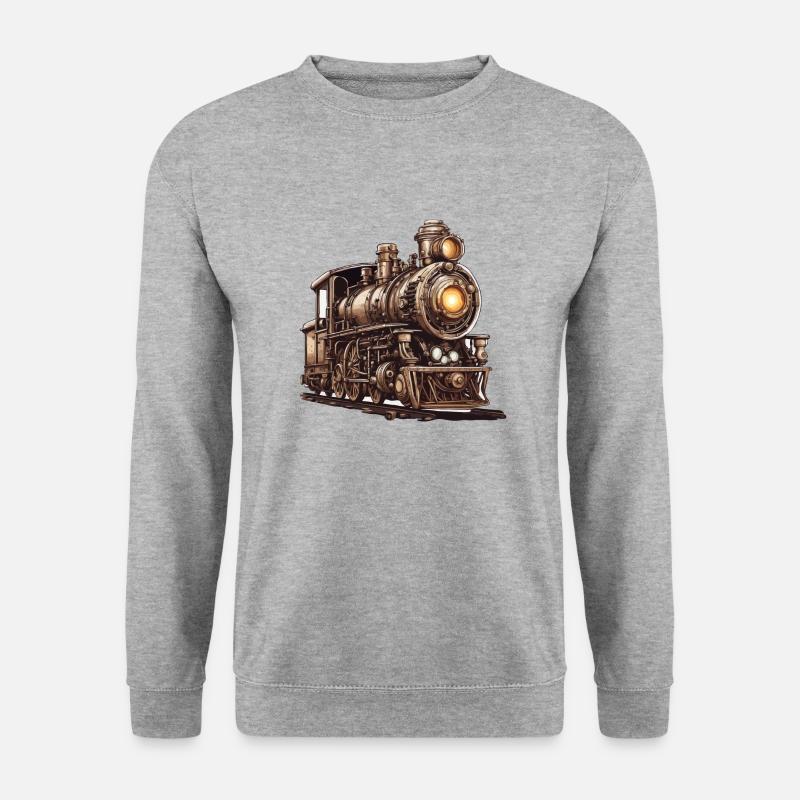 Zug / Lokomotive / Dampflok / Eisenbahn / Lock - Unisex Pullover - Weißgrau meliert