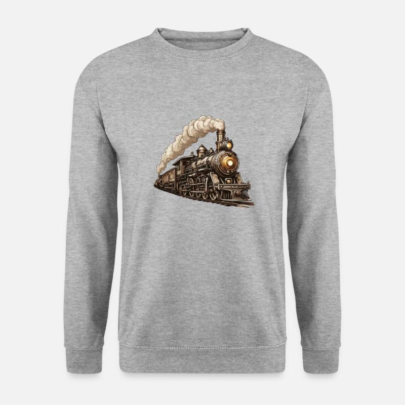 Zug / Lokomotive / Dampflok / Eisenbahn / Lock - Unisex Pullover - Weißgrau meliert