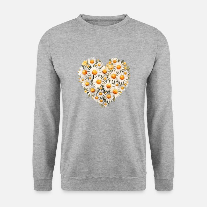 Gänseblümchen-Blumenstrauß - Unisex Pullover - Weißgrau meliert