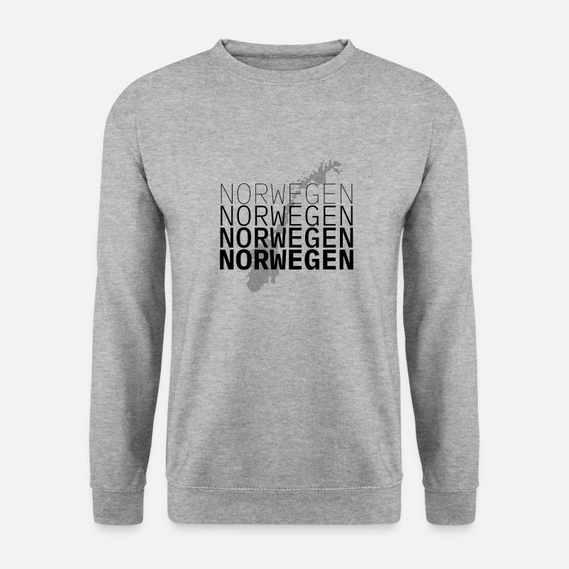 Norwegen vier Schriftzüge mit Karte - Unisex Pullover - Weißgrau meliert
