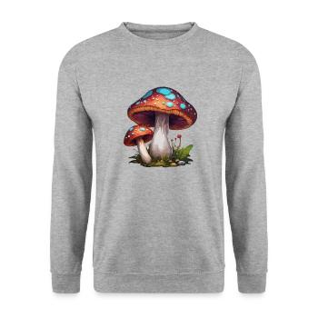 Mushroom / Mushroom / Meadow / Forest / Goa / Psy - Unisex Sweatshirt - salt & pepper - Front - Alina (178cm) & Michal (187cm)
