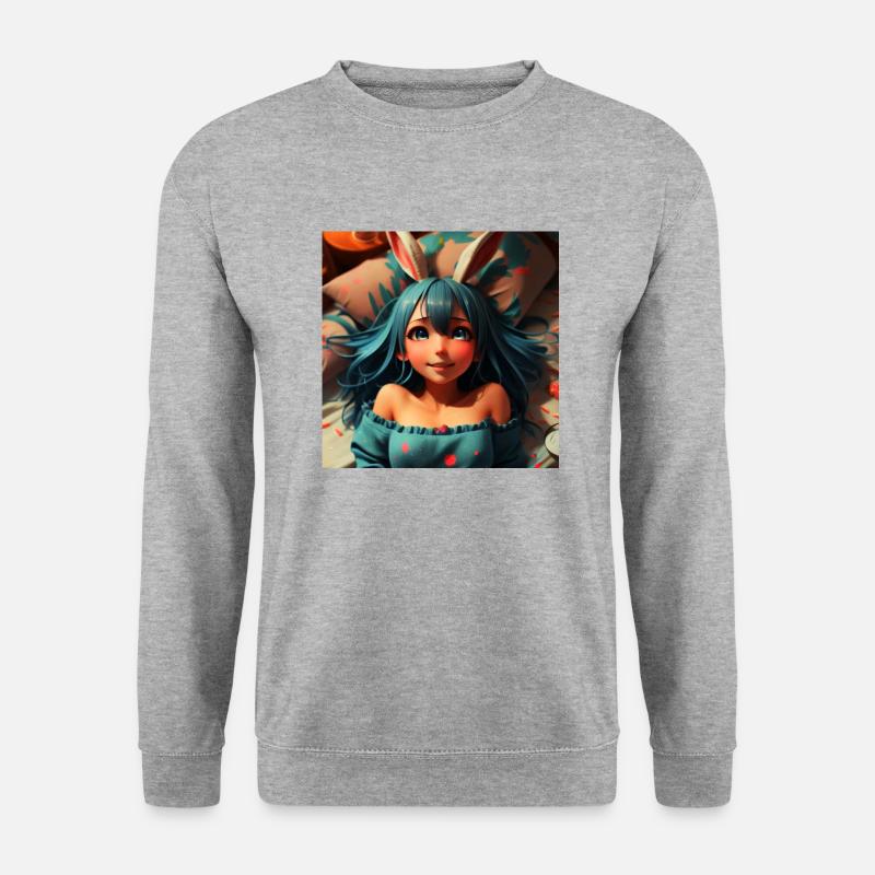 Niedliche Kaninchendame - Unisex Pullover - Weißgrau meliert