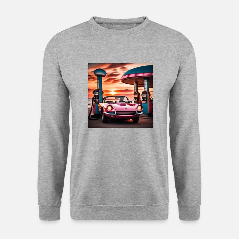 Synthwave-Stil - Unisex Pullover - Weißgrau meliert