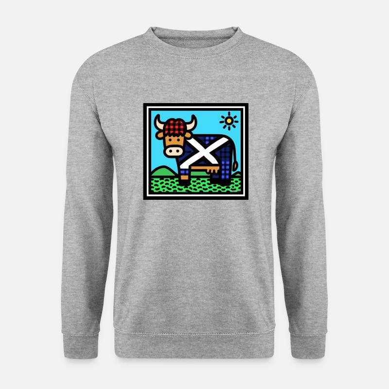 Schottische Hochlandkuh - Pop Art - Unisex Pullover - Weißgrau meliert