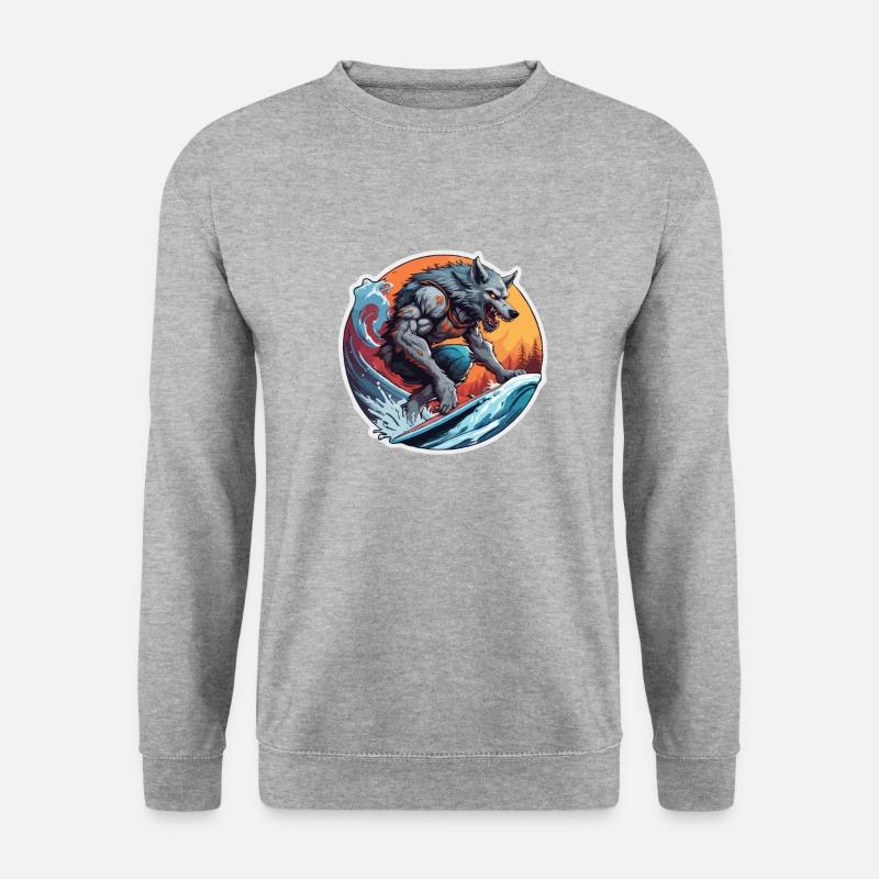 Werwolf / Vollmond / Wesen / Verwandlung / Fluch - Unisex Pullover - Weißgrau meliert
