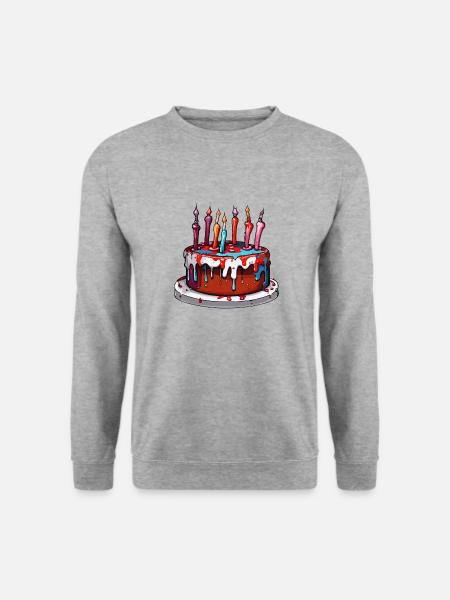 Geburtstagstorte / Kuchen / Happy Birthday / Torte - Unisex Pullover - Weißgrau meliert