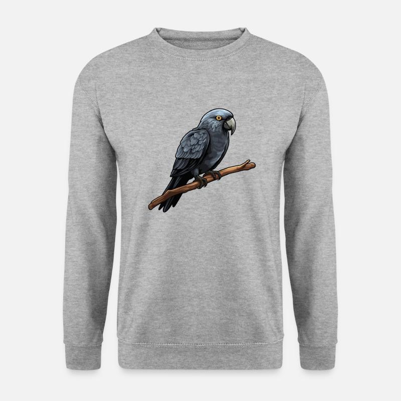 Papagei Ara Schwarz - Unisex Pullover - Weißgrau meliert