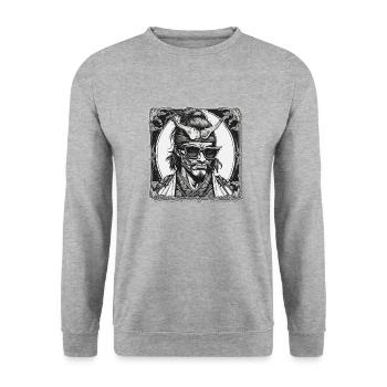 Samurai / Japanisch / Harakiri / Katana / Mann - Unisex Pullover - Weißgrau meliert - Vorne - Alina (178cm) & Michal (187cm)