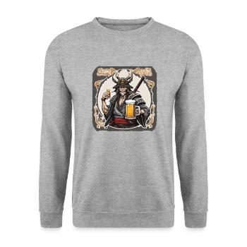 Samurai / Japanisch / Harakiri / Katana / Mann - Unisex Pullover - Weißgrau meliert - Vorne - Alina (178cm) & Michal (187cm)