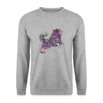 Newfoundland Wave of Joy - purple - Unisex Pullover - Weißgrau meliert - Vorne - Alina (178cm) & Michal (187cm)
