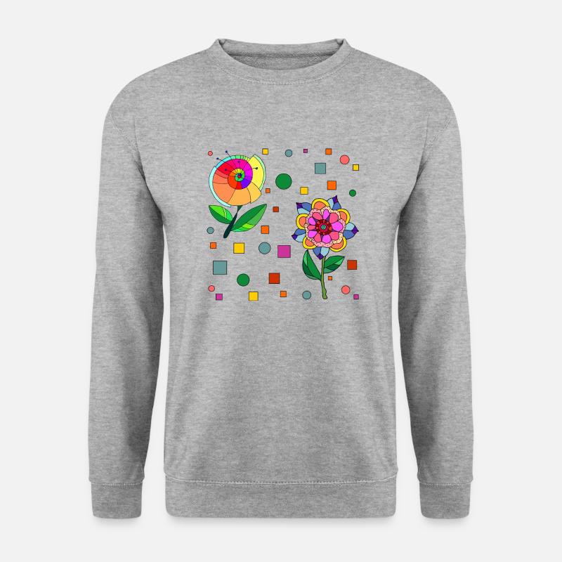 Blumen - Unisex Pullover - Weißgrau meliert