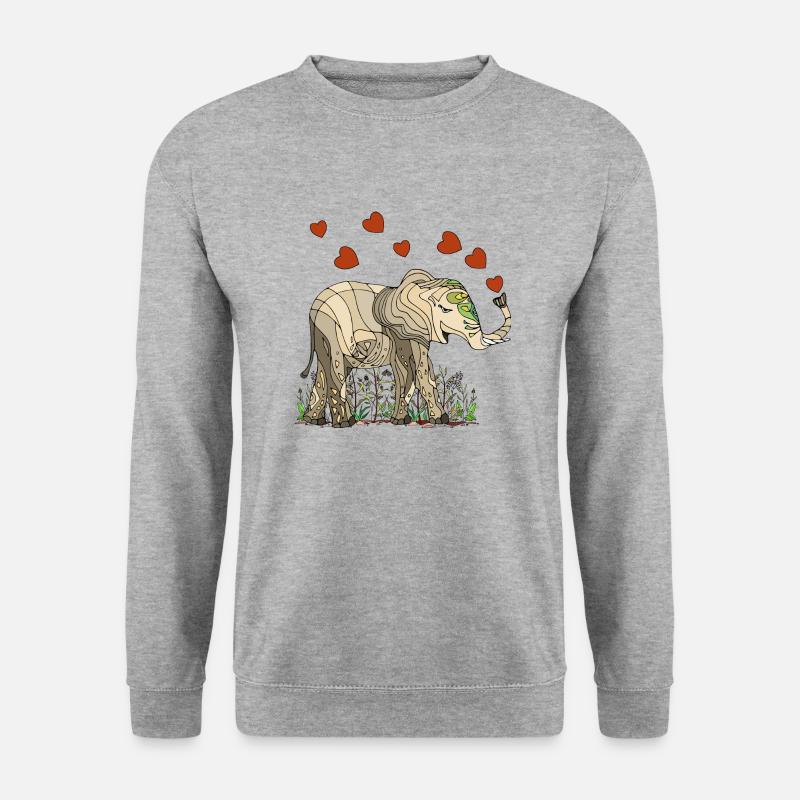 Elefant - Unisex Pullover - Weißgrau meliert