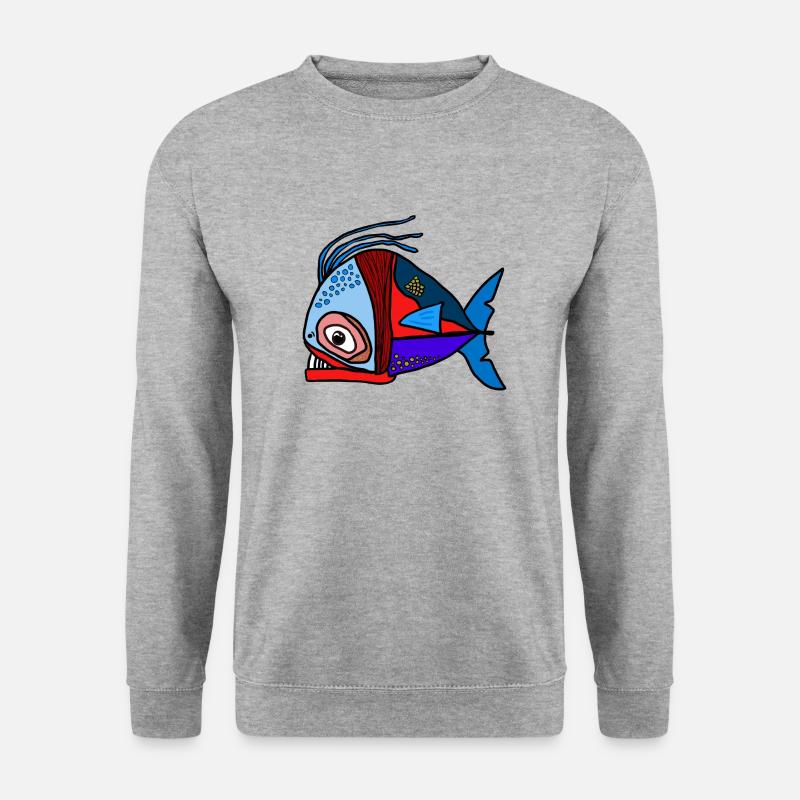 Fisch - Unisex Pullover - Weißgrau meliert